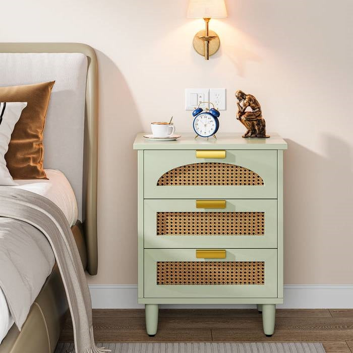 Mid Century Wooden Three Drawer Nightstand | HomePacific