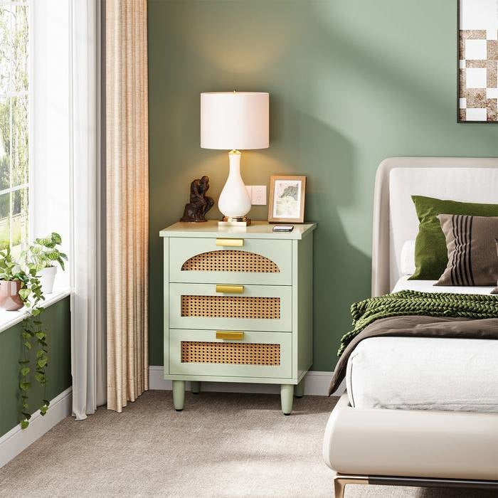 Mid Century Wooden Three Drawer Nightstand | HomePacific