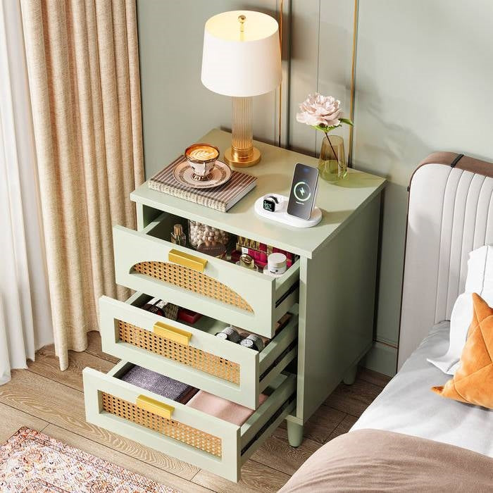 Mid Century Wooden Three Drawer Nightstand | HomePacific
