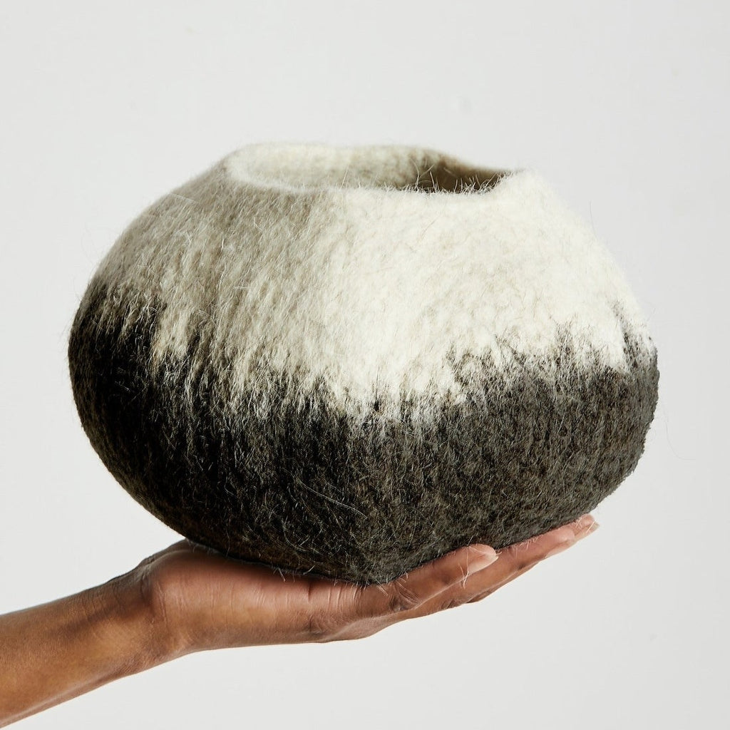 Midnight Ombre Hand-Felted Wool Decorative Ukhamba Bowl