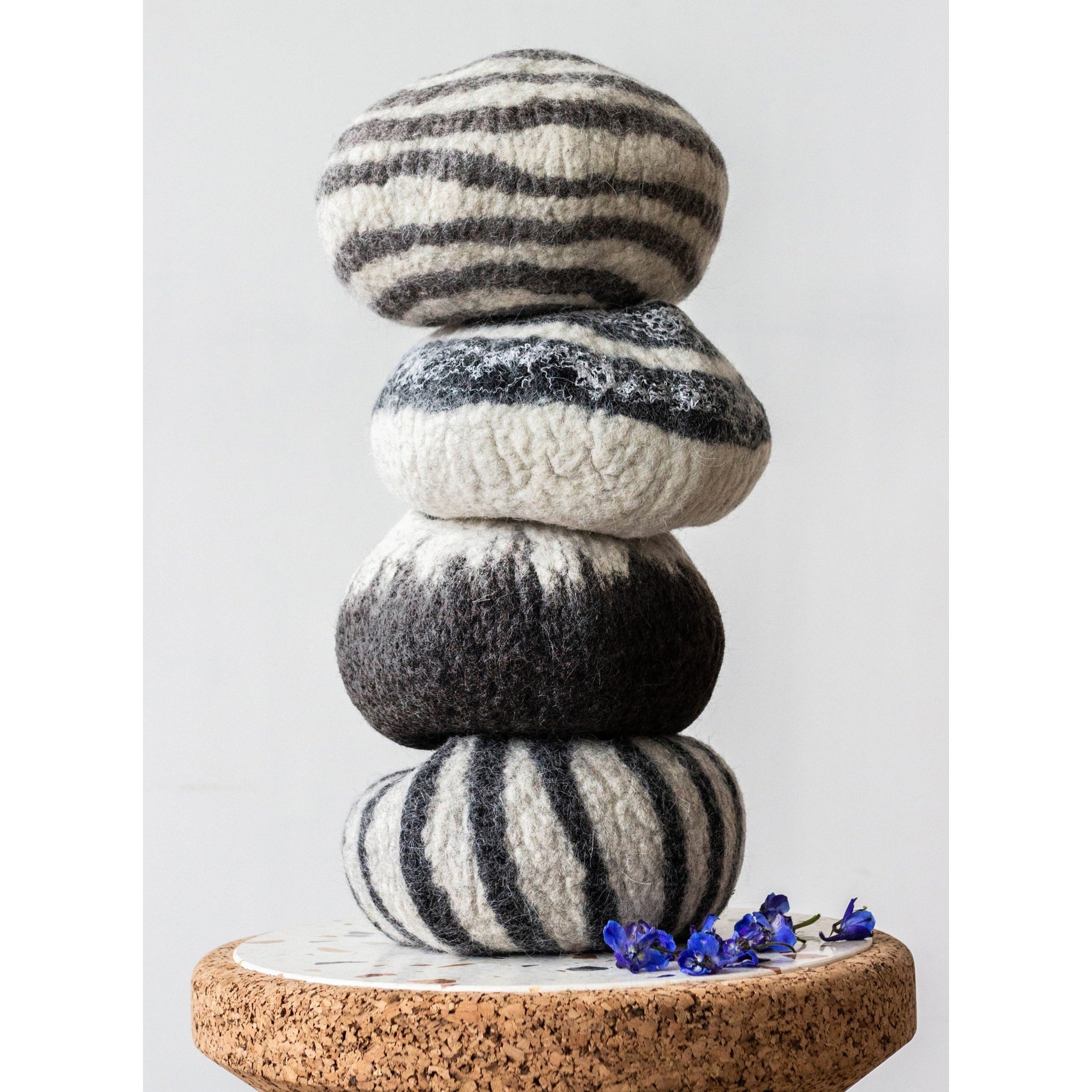 Midnight Ombre Hand-Felted Wool Decorative Ukhamba Bowl