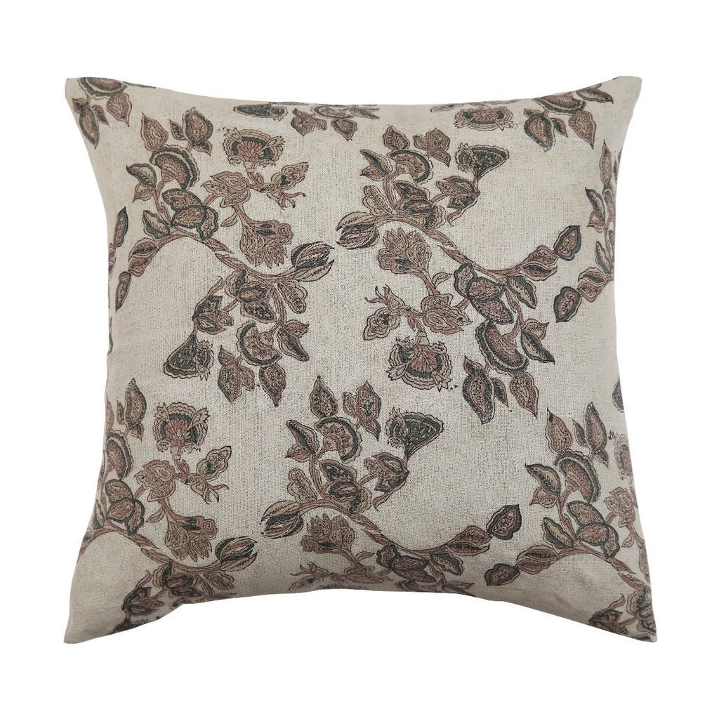 Mira Linen Floral Throw Pillow Cover, Orchid