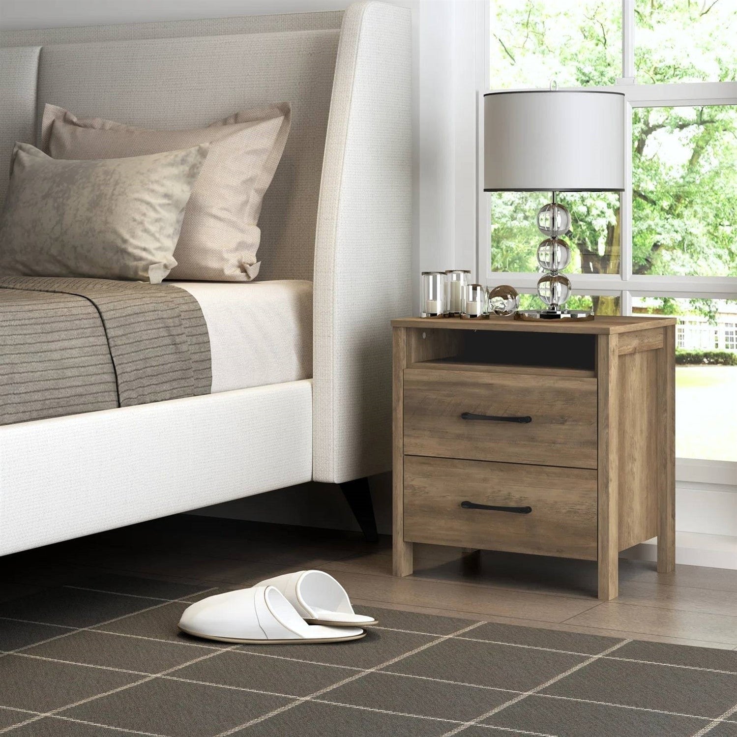 Modern Farmhouse Nightstand 2 Drawer | HomePacific Quality