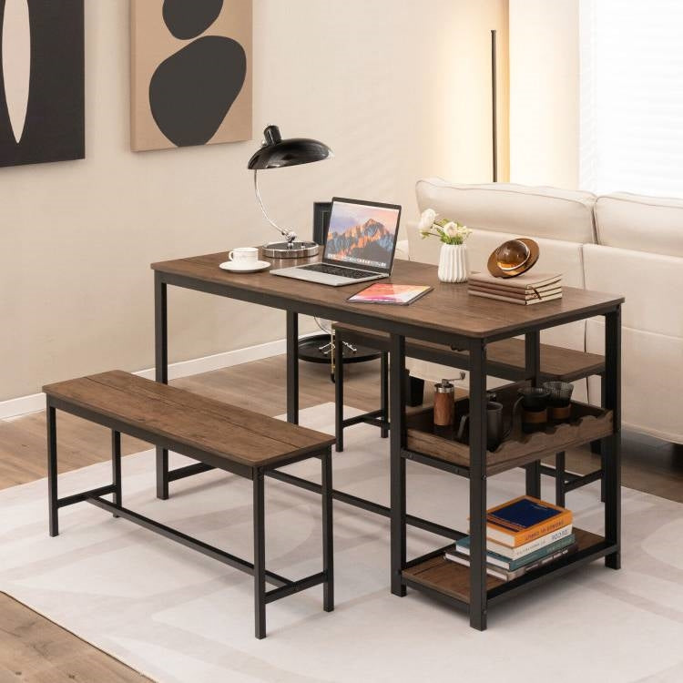 Modern Industrial Metal Wood Dining Set | Durable Finish For Everyday Meals by HomePacific