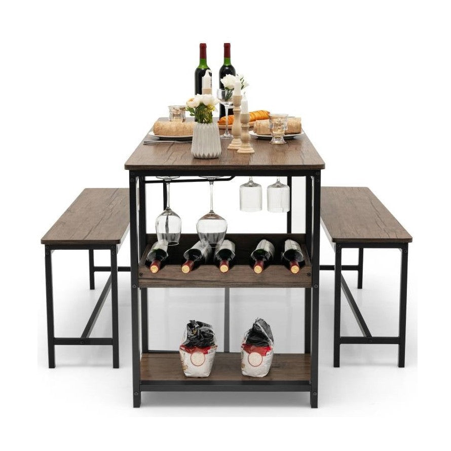 Modern Industrial Metal Wood Dining Set | Durable Finish For Everyday Meals by HomePacific