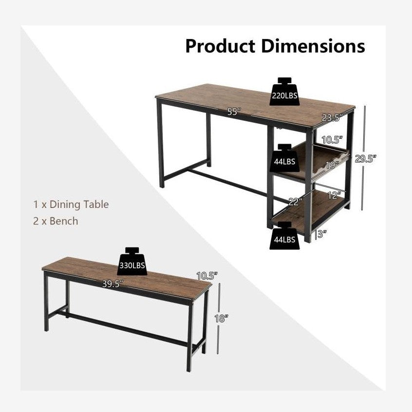 Modern Industrial Metal Wood Dining Set | Durable Finish For Everyday Meals by HomePacific