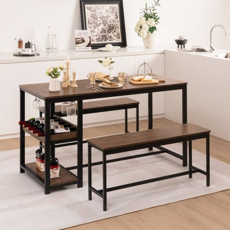 Modern Industrial Metal Wood Dining Set | Durable Finish For Everyday Meals by HomePacific