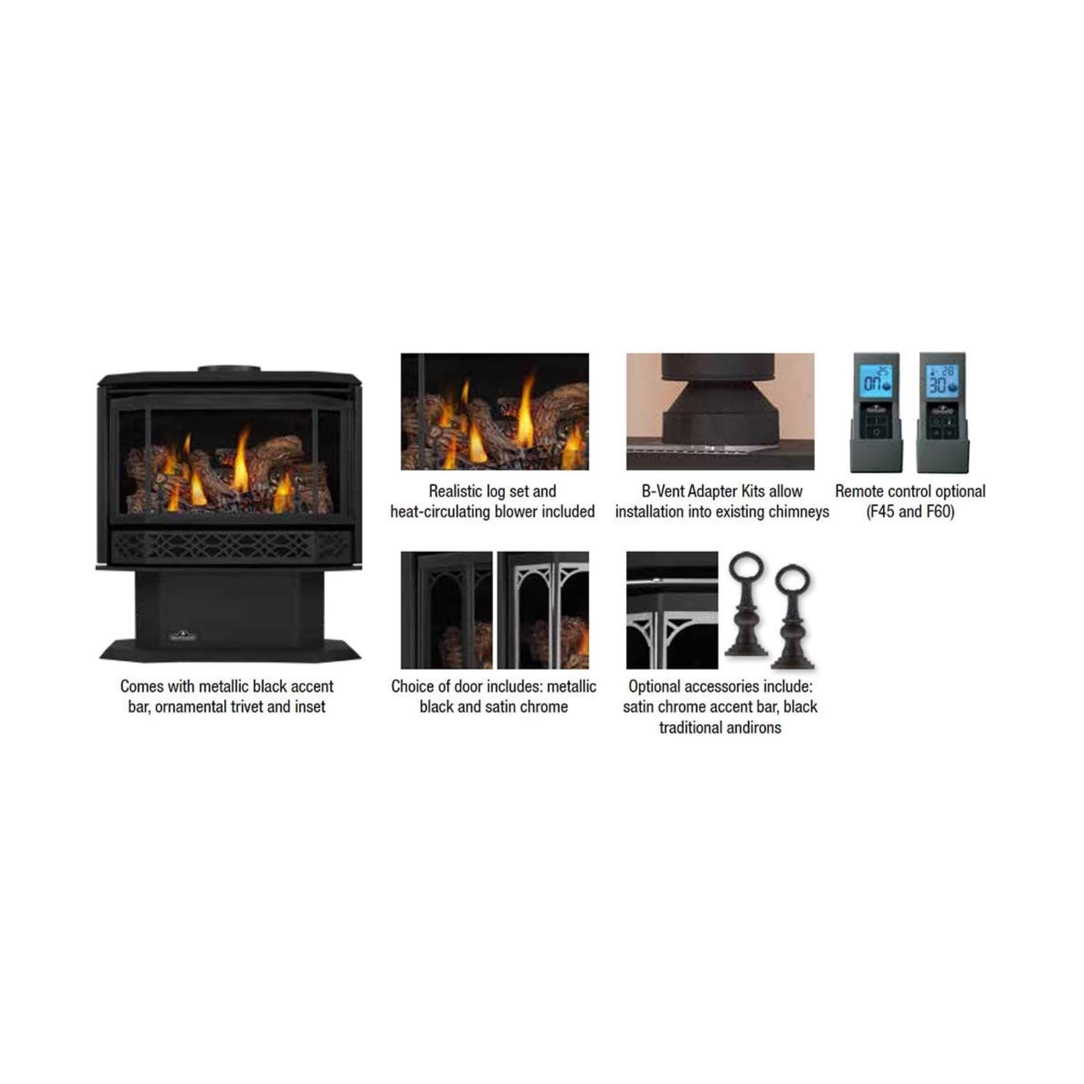 Napoleon Havelock 50 Direct Vent Natural Gas Stove | 44,000 BTU Triple Burner