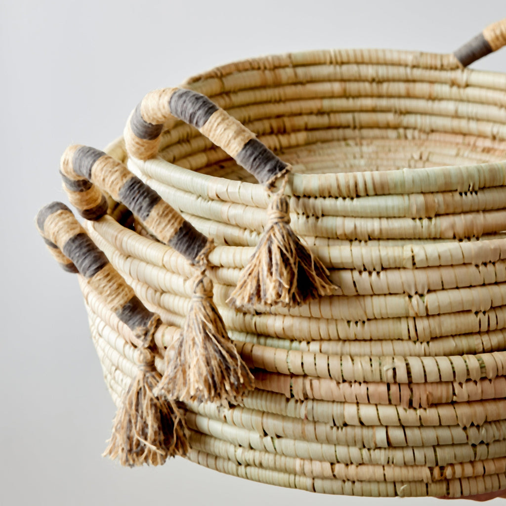 Natural Banded Betty Tray with Tassel