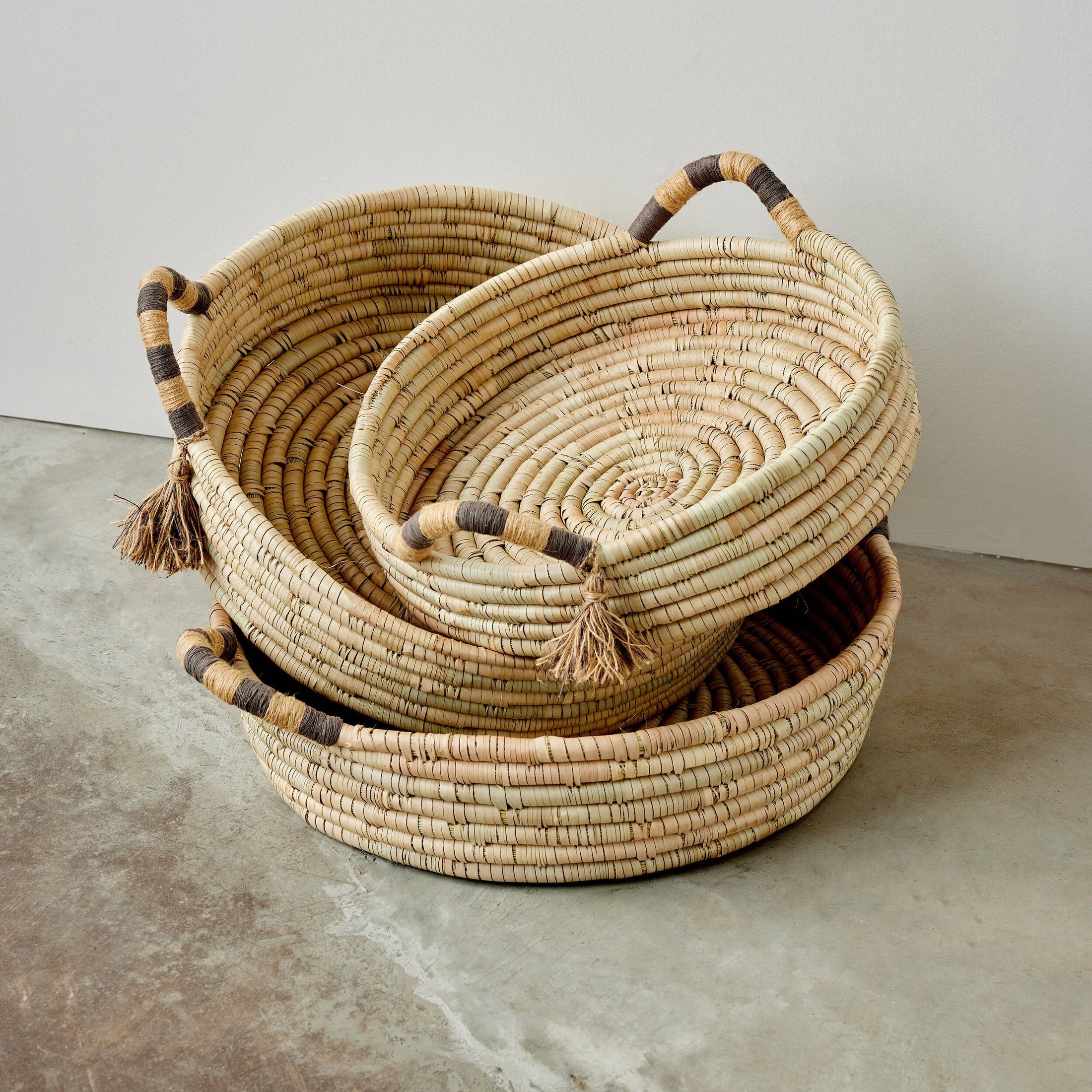Natural Banded Betty Tray with Tassel