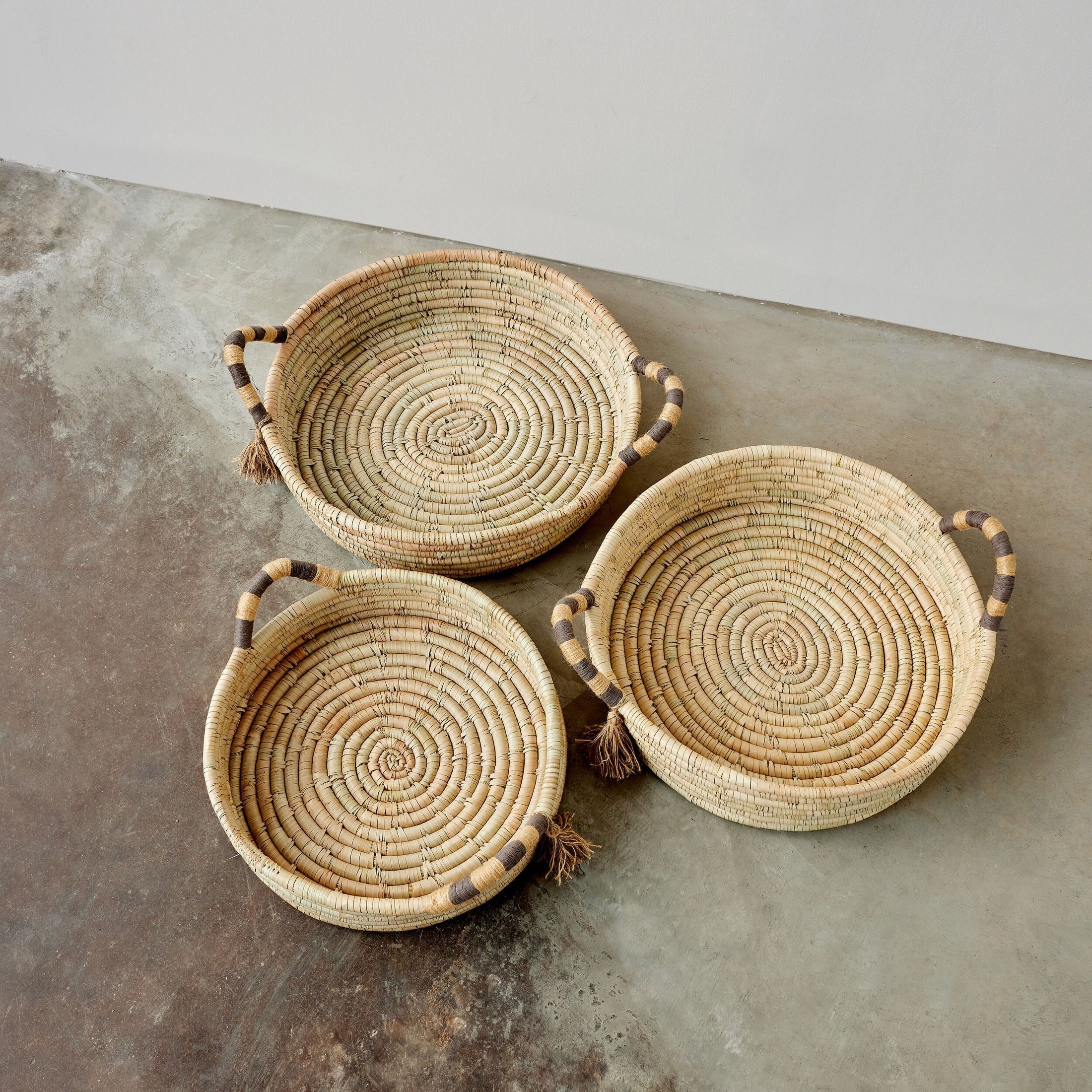 Natural Banded Betty Tray with Tassel