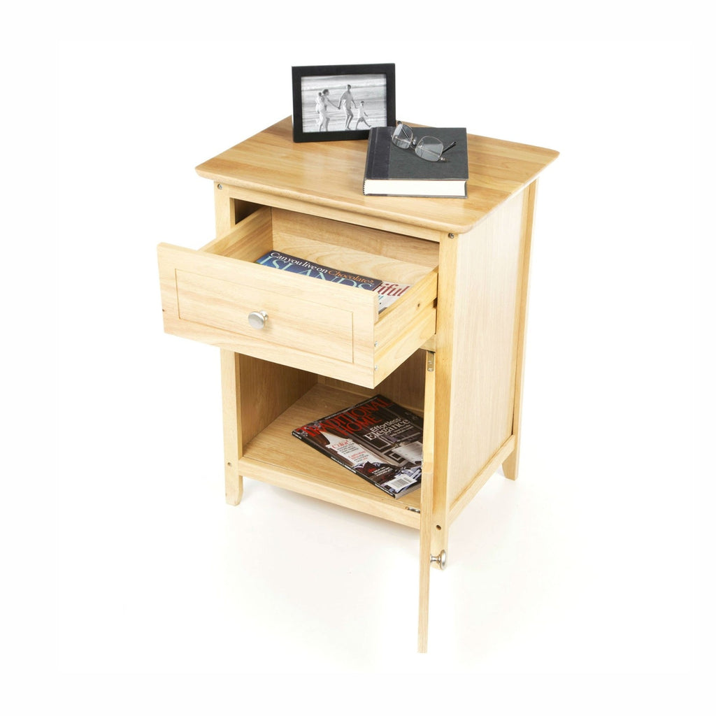 Natural Wood Finish Nightstand 1-Drawer | HomePacific