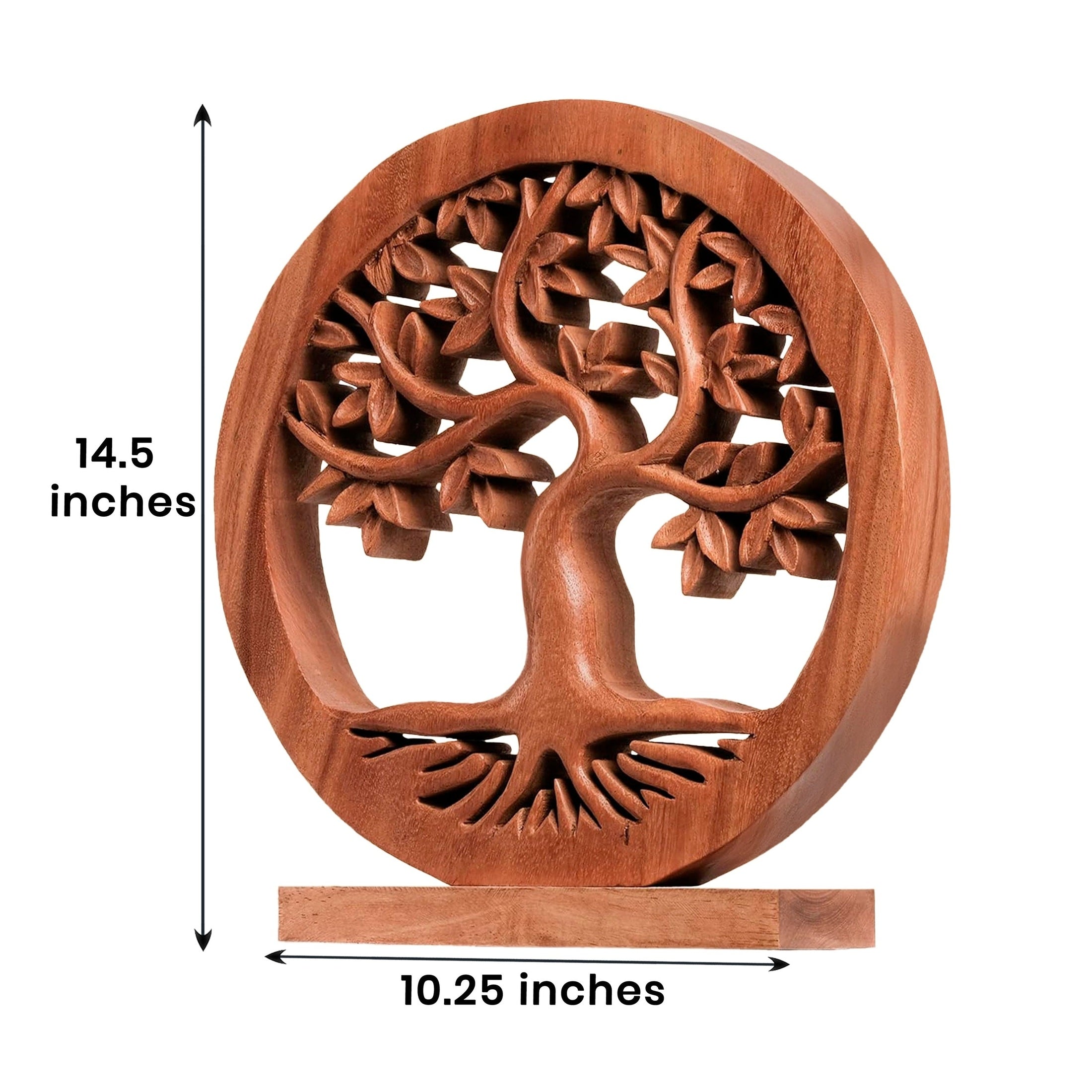 Oak Serenity – Hand Carved Tree of Life Wooden Sculpture(Large), Handmade Farmhouse Décor, Gift for Mom