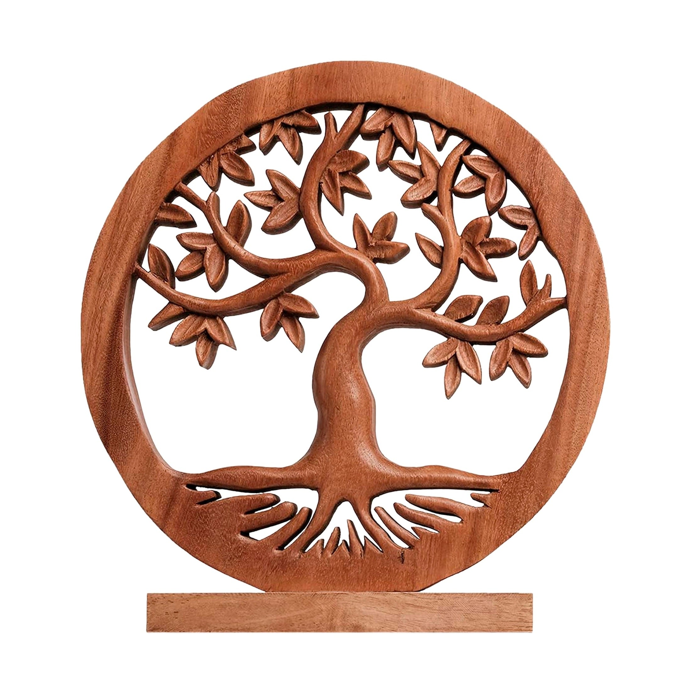 Oak Serenity – Hand Carved Tree of Life Wooden Sculpture(Large), Handmade Farmhouse Décor, Gift for Mom