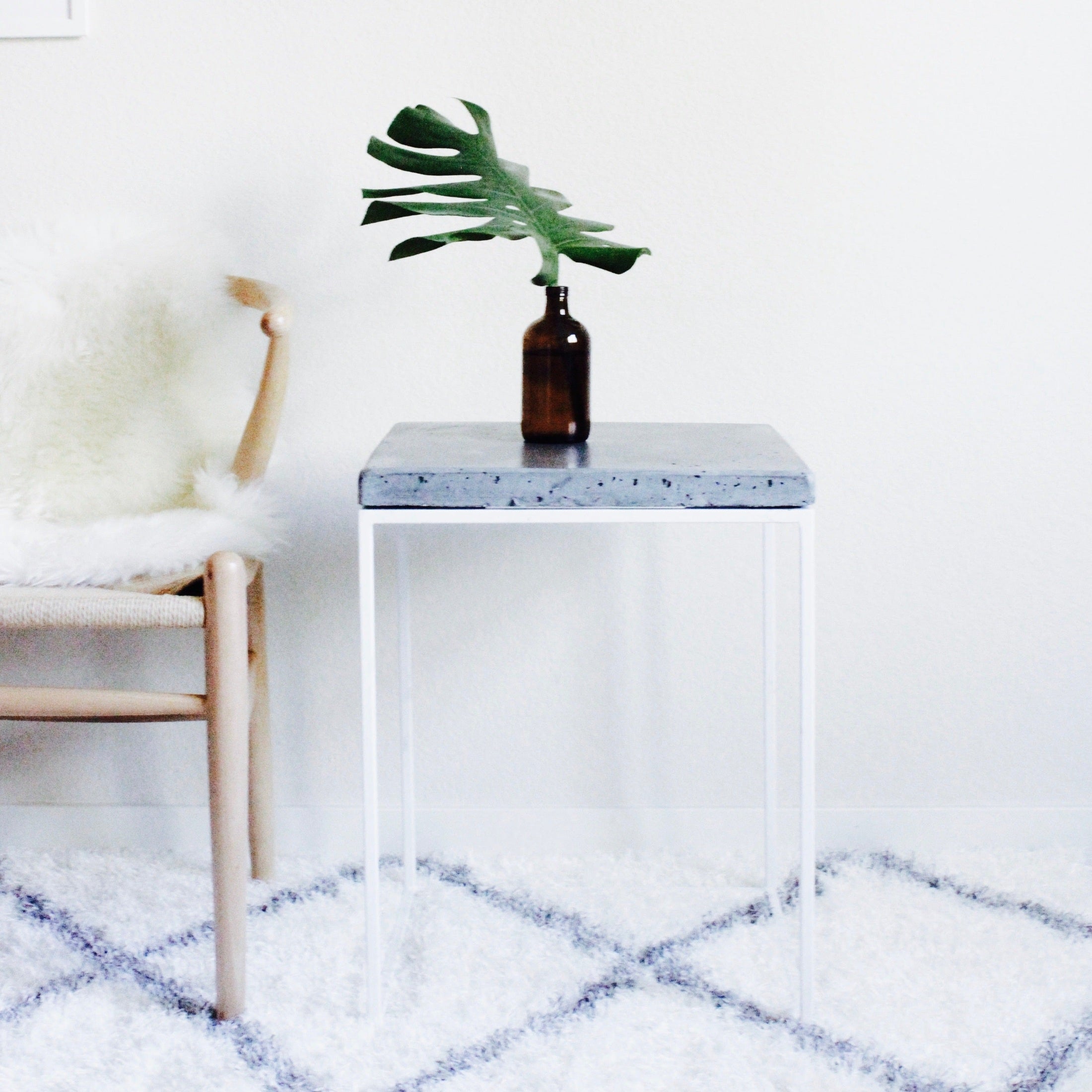 Oakland Side Table Metal Base Concrete Top Modern Minimalist by Patrick Cain Designs