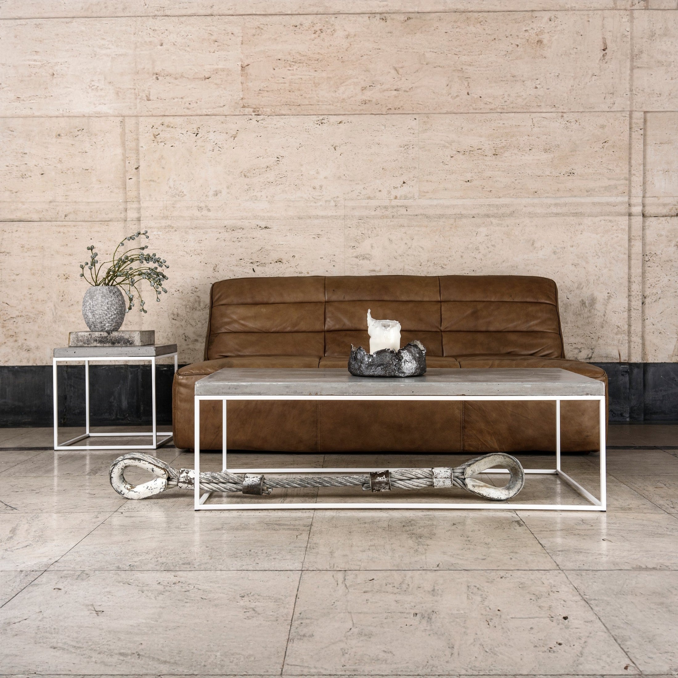 Oakland Side Table Metal Base Concrete Top Modern Minimalist by Patrick Cain Designs