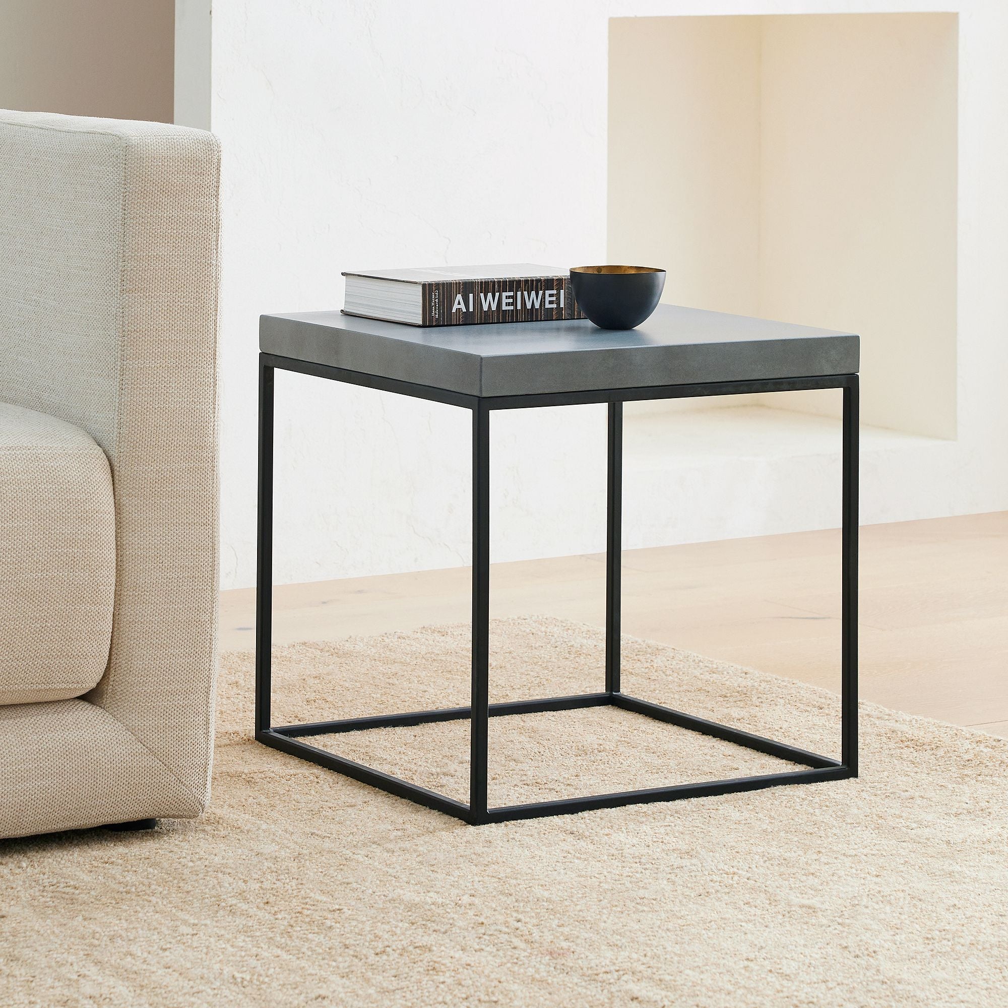 Oakland Side Table Metal Base Concrete Top Modern Minimalist by Patrick Cain Designs