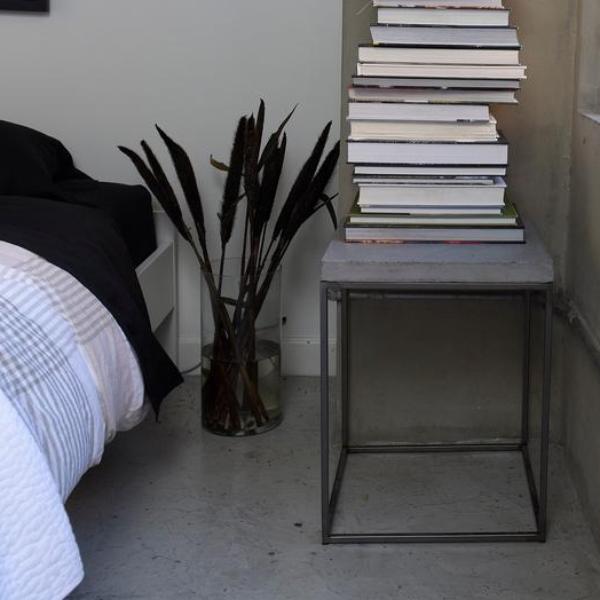 Oakland Side Table Metal Base Concrete Top Modern Minimalist by Patrick Cain Designs