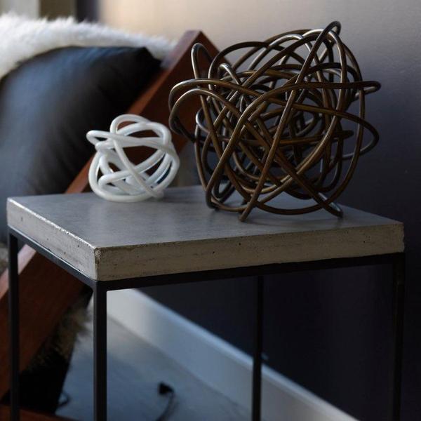 Oakland Side Table Metal Base Concrete Top Modern Minimalist by Patrick Cain Designs