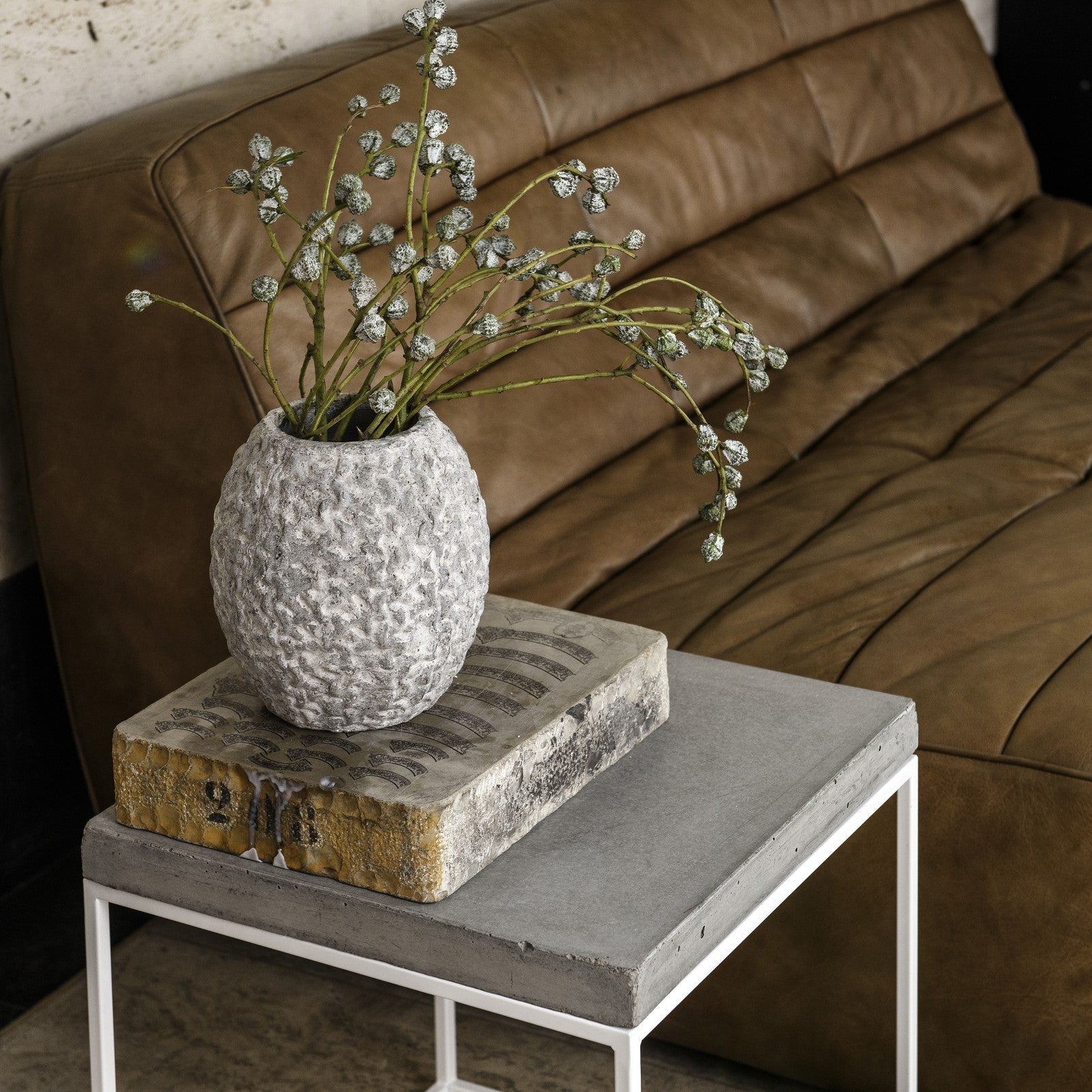 Oakland Side Table Metal Base Concrete Top Modern Minimalist by Patrick Cain Designs