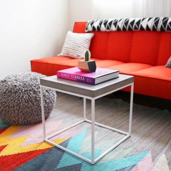 Oakland Side Table Metal Base Concrete Top Modern Minimalist by Patrick Cain Designs