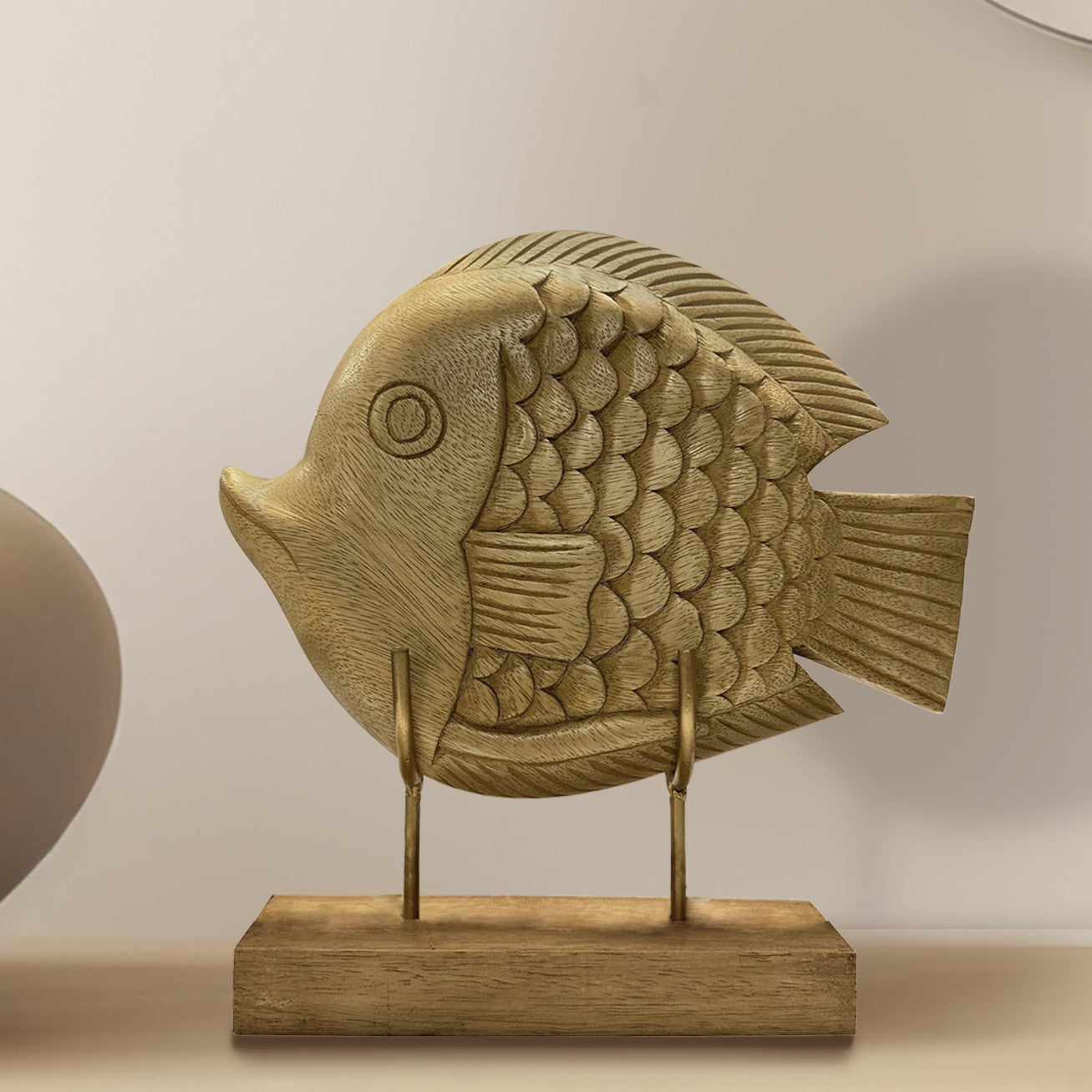 Ocean Whisper – Hand-Carved Wooden Fish Sculpture, Artistic Home Décor, Gift for Mom