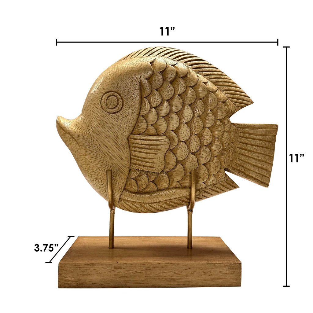 Ocean Whisper – Hand-Carved Wooden Fish Sculpture, Artistic Home Décor, Gift for Mom