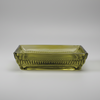 Olive Green Glass Soap Dish – Rectangular with Patterned Rim
