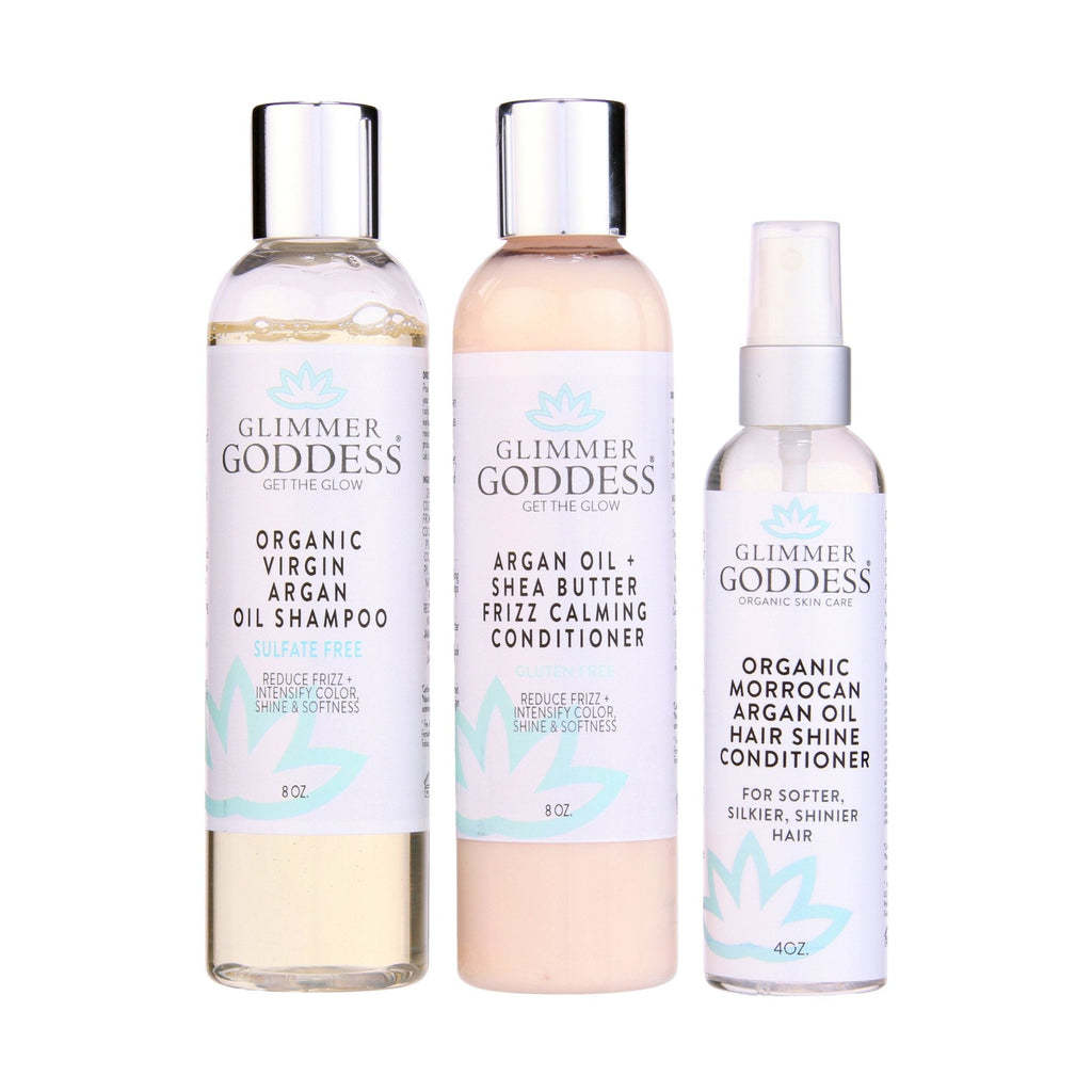 Organic Argan Oil Hair Treatment Trio – Hydrating 3-Step System