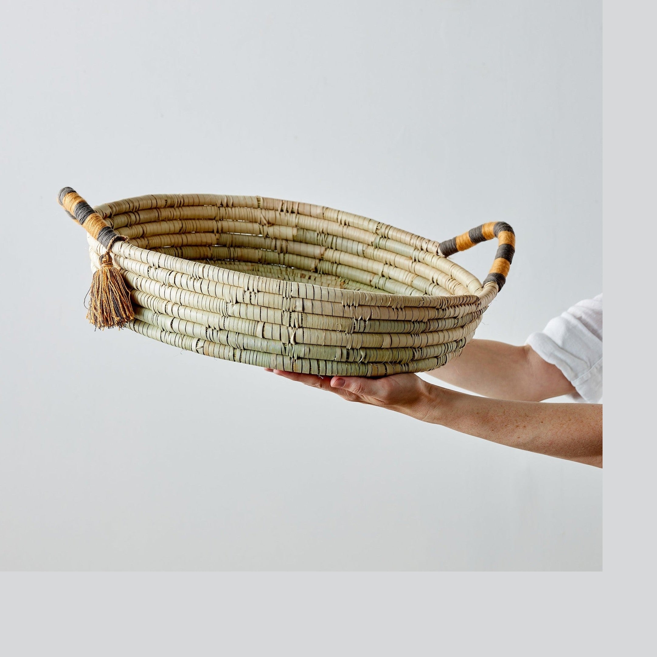 Peach Banded Betty Tray with Tassel