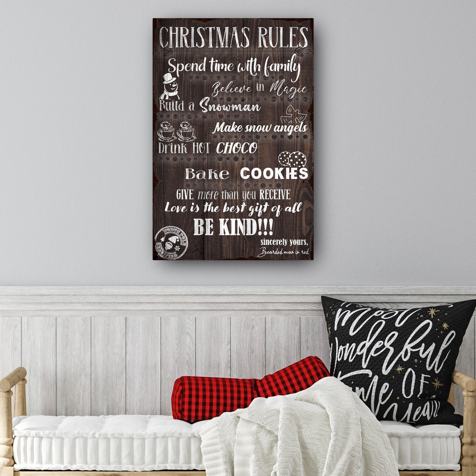 Personalized Christmas Rules Sign | Tailored Canvases