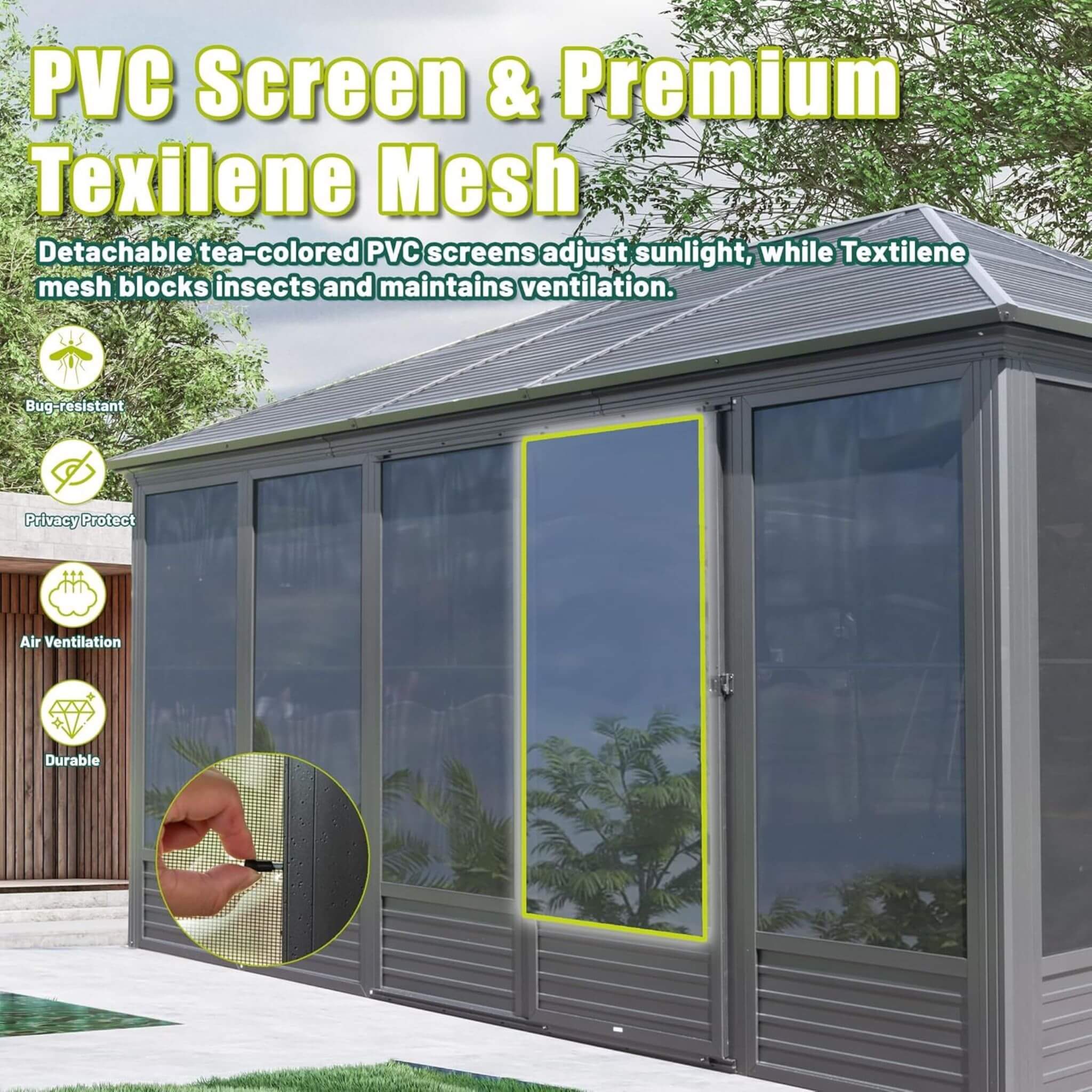 Phenolic-Resin Nano-Coated Ultra-Durable Aluminum Gazebo Sunroom | SAKSBY WHOLESALE