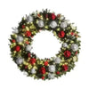 Pre-Decorated Christmas Wreath with Warm White Lights Red/White/Silver