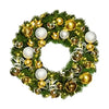 Pre-Decorated Christmas Wreath with Warm White Lights Gold/Silver