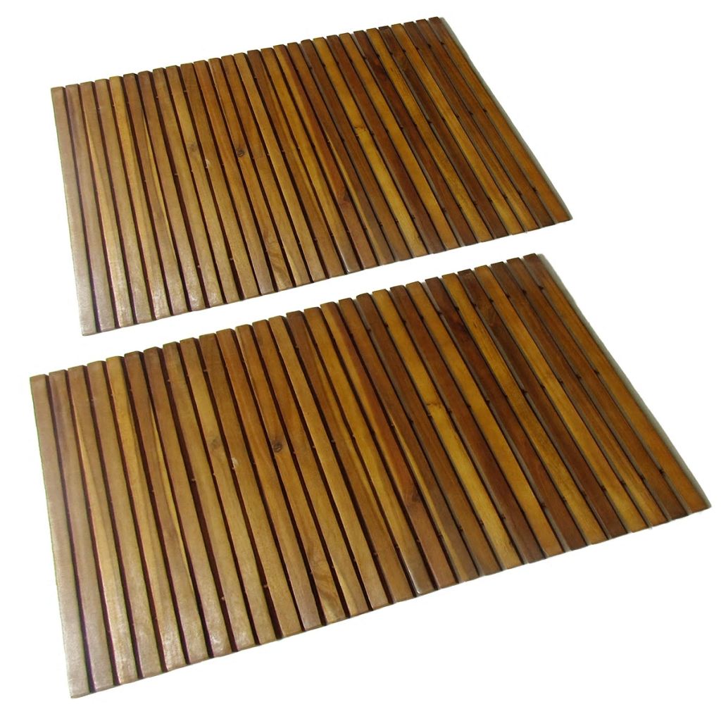 Premium Acacia Wood Bathmat Rubber Backing | VidaXL