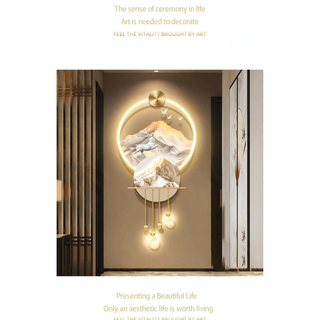 Premium Elk Mural Plexiglass LED Pendant | Dlight Decor