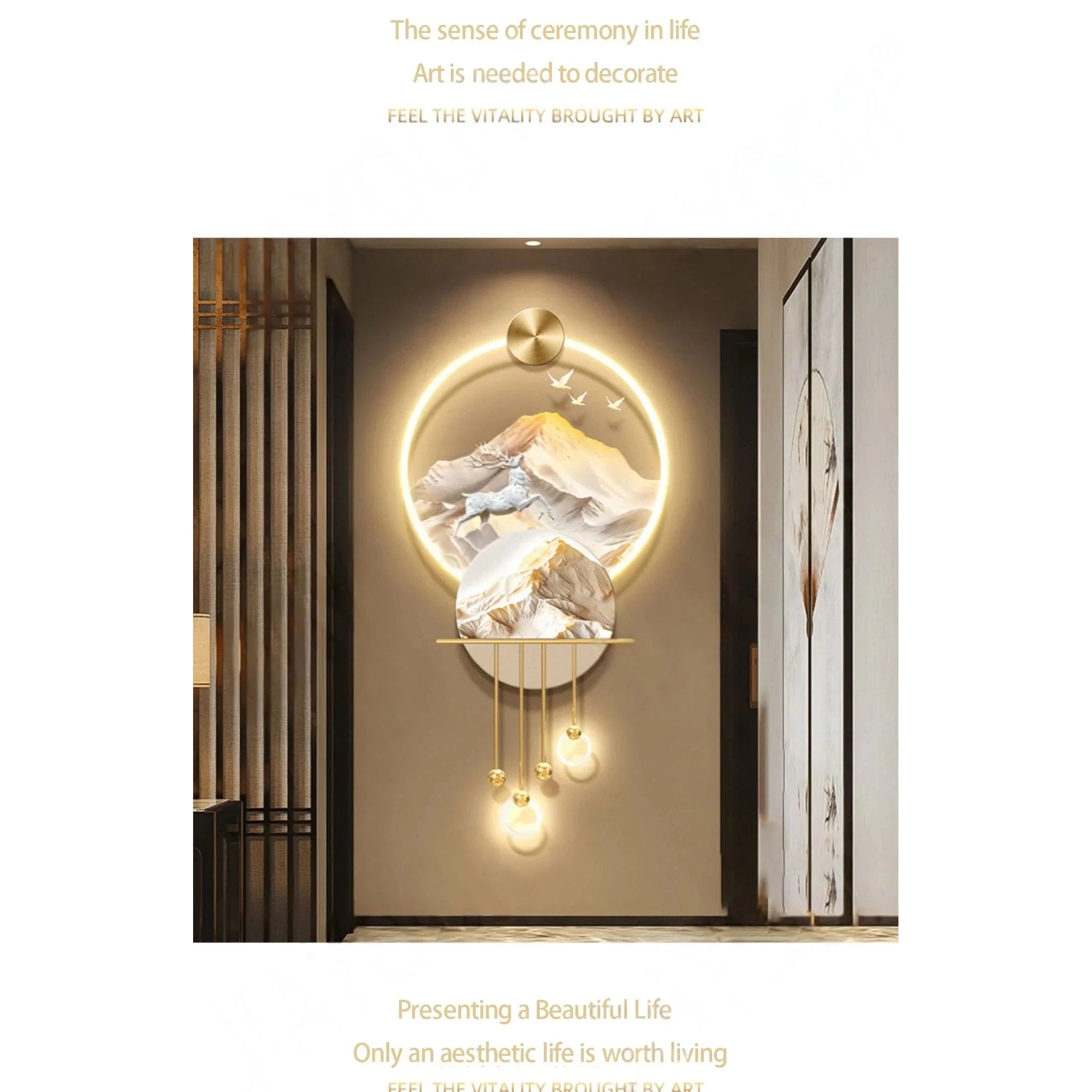 Premium Elk Mural Plexiglass LED Pendant | Dlight Decor