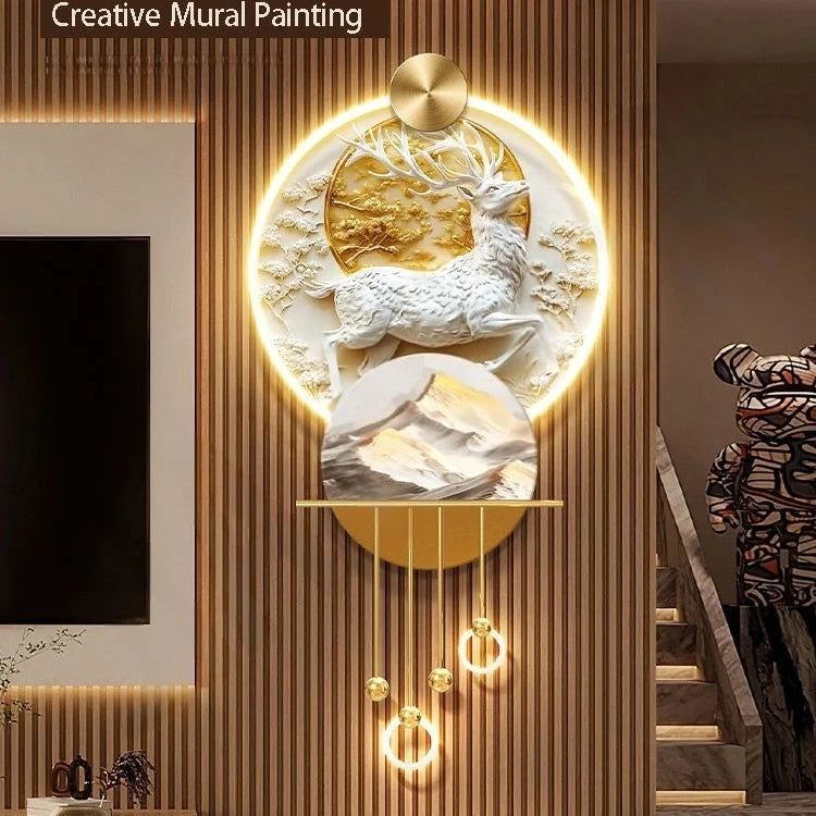 Premium Elk Mural Plexiglass LED Pendant | Dlight Decor