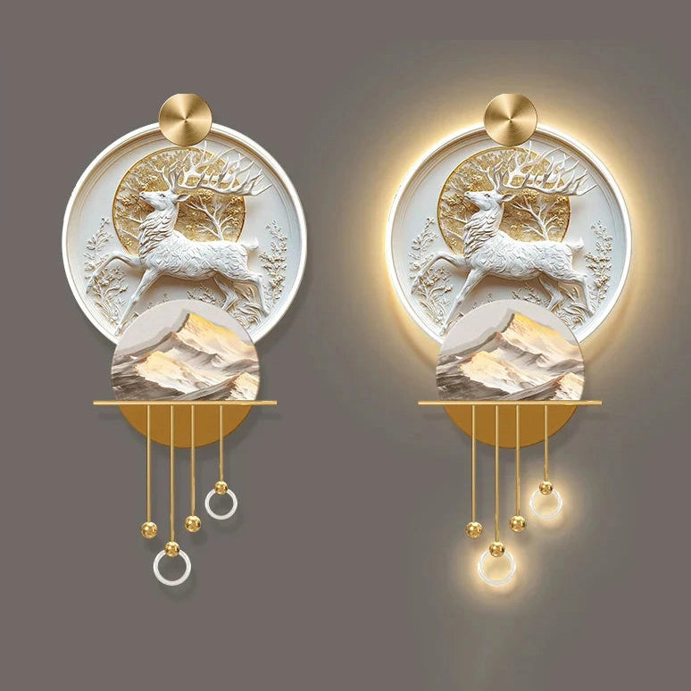 Premium Elk Mural Plexiglass LED Pendant | Dlight Decor