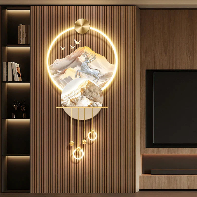Premium Elk Mural Plexiglass LED Pendant | Dlight Decor