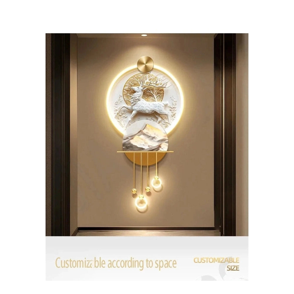 Premium Elk Mural Plexiglass LED Pendant | Dlight Decor