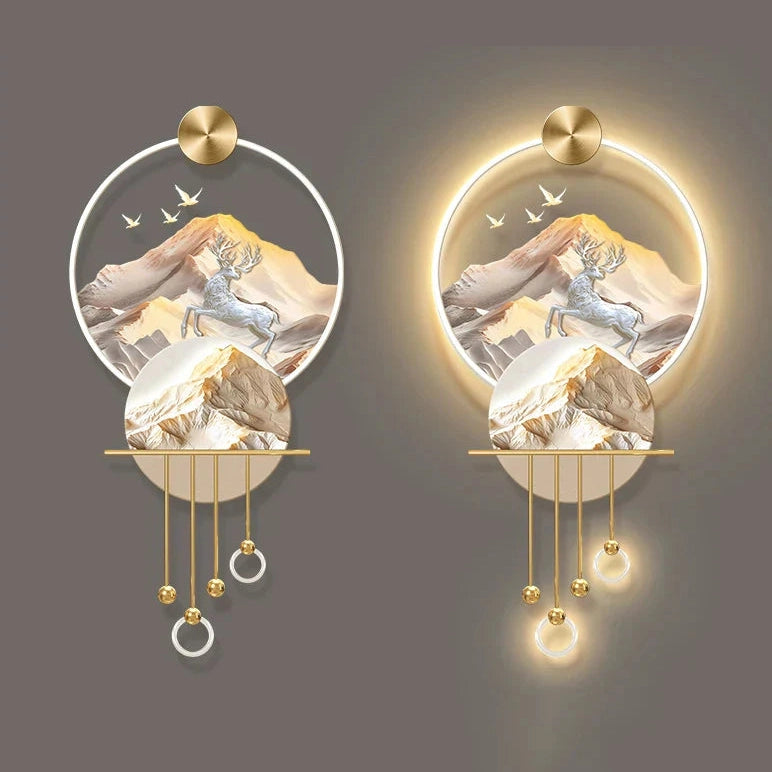 Premium Elk Mural Plexiglass LED Pendant | Dlight Decor