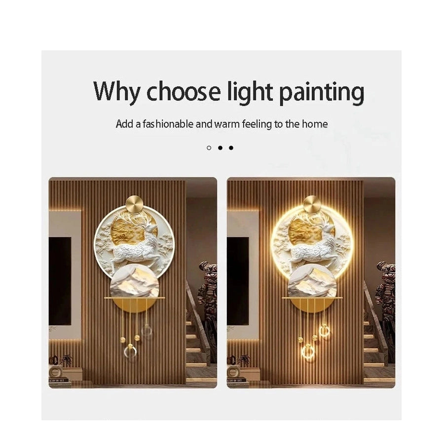 Premium Elk Mural Plexiglass LED Pendant | Dlight Decor