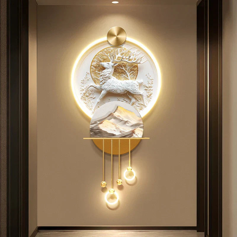 Premium Elk Mural Plexiglass LED Pendant | Dlight Decor
