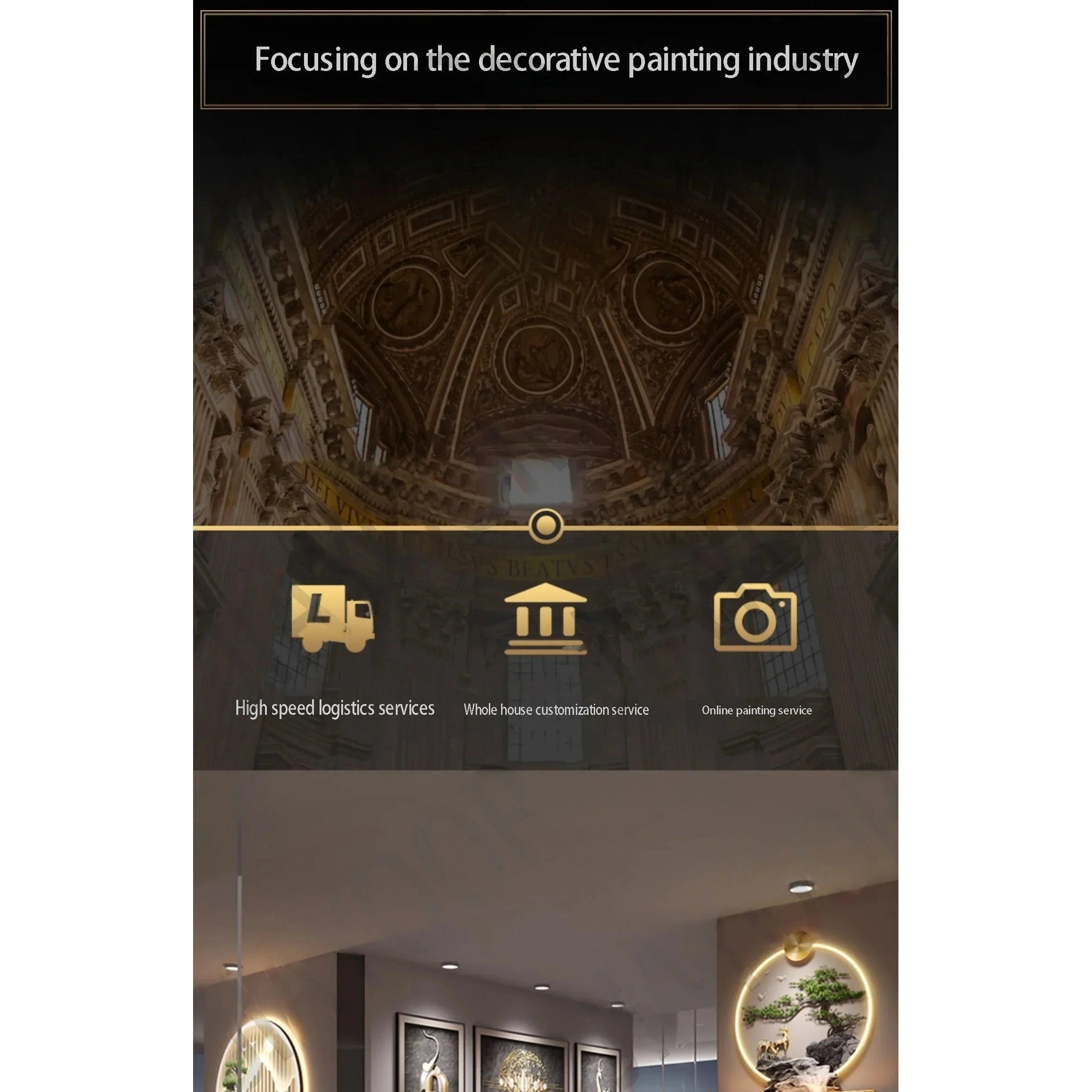 Premium Elk Mural Plexiglass LED Pendant | Dlight Decor