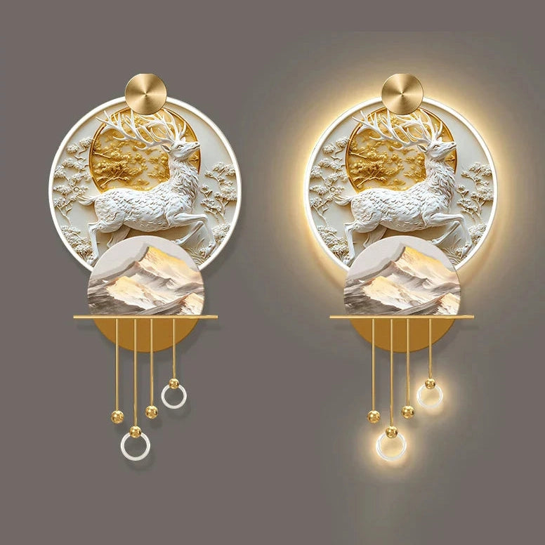 Premium Elk Mural Plexiglass LED Pendant | Dlight Decor