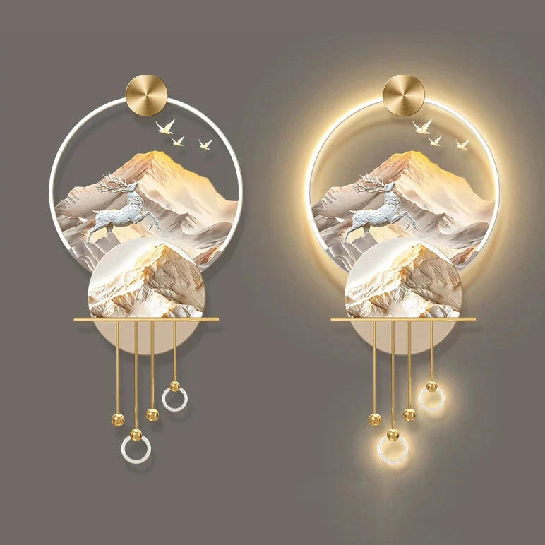 Premium Elk Mural Plexiglass LED Pendant | Dlight Decor