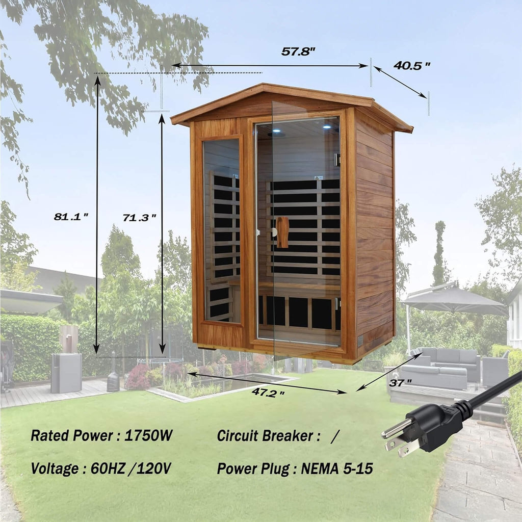 Premium-Grade West African Mahogany OutdoorInfraredSauna 2-Person | SAKSBY WHOLESALE