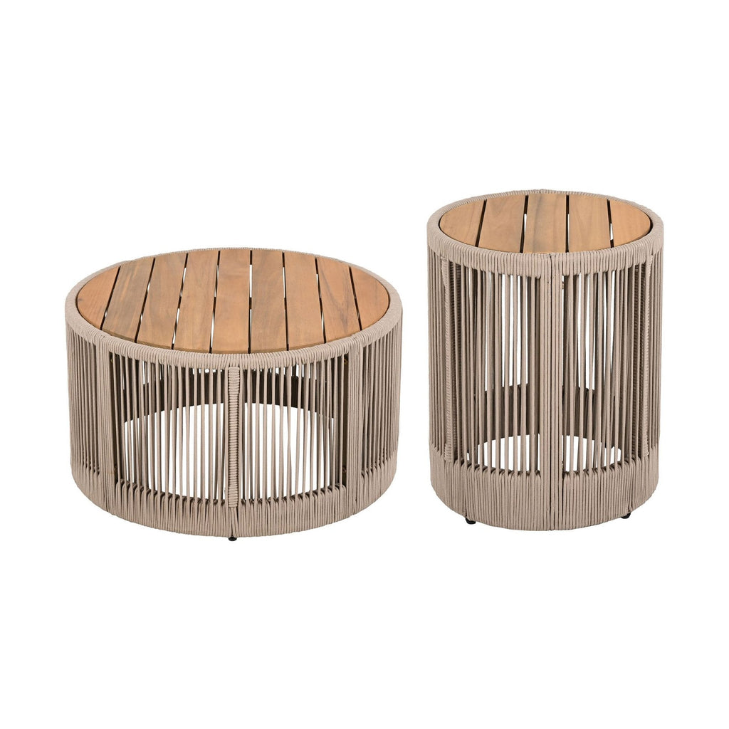 Modern Rustic Coffee Table & Side Table With Woven Rope Design (SAK56739) by SAKSBY WHOLESALE