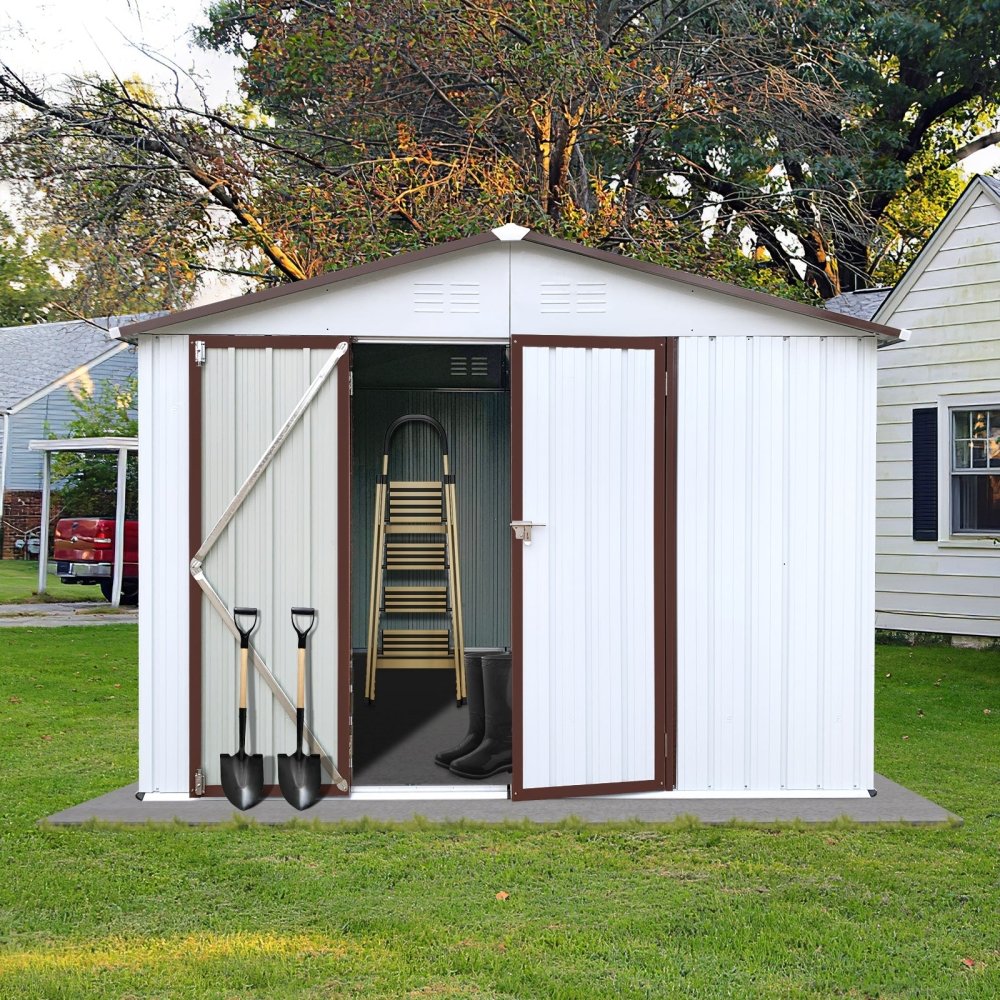 [08X10FT] Alora Premium Large White Outdoor Metal Garden Storage Shed (SAK93617) by SAKSBY WHOLESALE